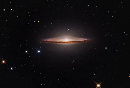 vaisseau spatial, M104, galaxie, univers, astronomie, espace, galaxie de Sombrero, Messier104, Fond d'écran HD HD wallpaper
