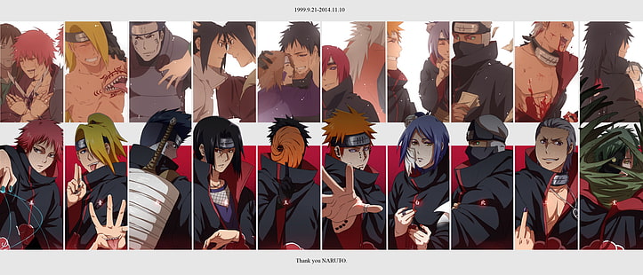 อะนิเมะ, Naruto, Deidara (นารูโตะ), Hidan (นารูโตะ), Itachi Uchiha, Jiraiya (Naruto), Kakuzu (Naruto), Kisame Hoshigaki, Konan (Naruto), Madara Uchiha, Obito Uchiha, Pain (Naruto), Rin Nohara, Sasuke อุจิวะ, วอลล์เปเปอร์ HD HD wallpaper