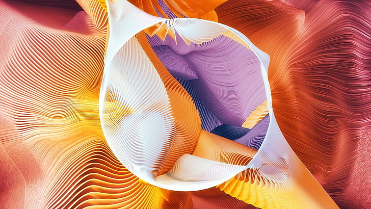 red and orange digital wallpaper, abstract, lines, colorful, geometry, circle, digital art, shapes, HD wallpaper
