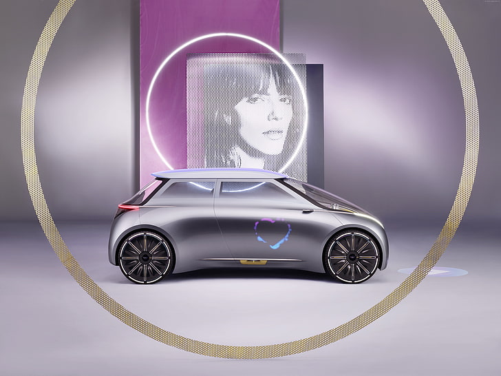 Mini Vision Next 100, futurism, silver, future cars, HD wallpaper