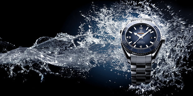 water, watch, Omega, Seamaster, HD wallpaper HD wallpaper