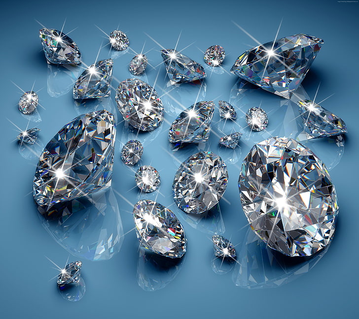 5k, light, shine, diamonds, 4k, blue, HD wallpaper