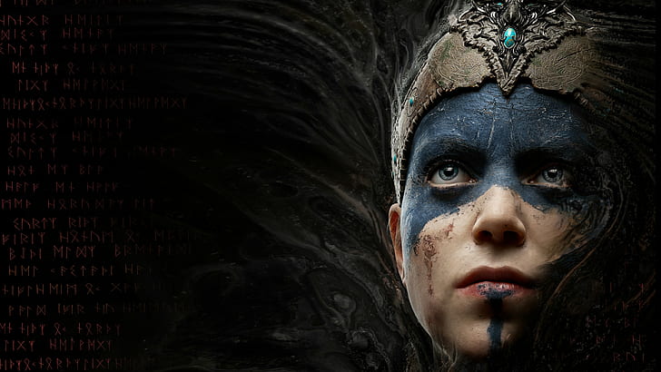 blaue Augen, Gesicht, Hellblade, Hellblade: Senuas Sacrifice, Senua, Videospiele, HD-Hintergrundbild