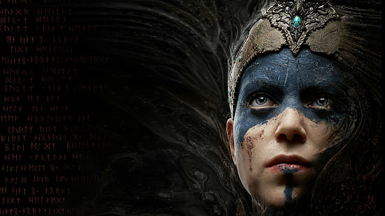 blaue Augen, Gesicht, Hellblade, Hellblade: Senuas Sacrifice, Senua, Videospiele, HD-Hintergrundbild HD wallpaper