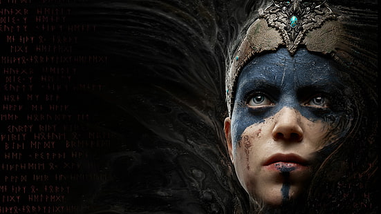 Адский клинок, Сенуа, Адский клинок: жертва Сенуа, видеоигры, лицо, голубые глаза, HD обои HD wallpaper