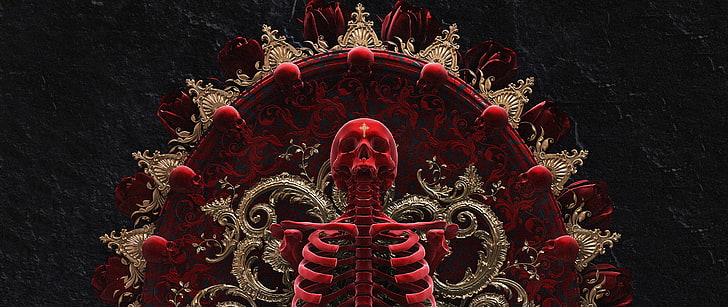 Schädel und Knochen, Gold, Schädel, Knochen, Tod, HD-Hintergrundbild
