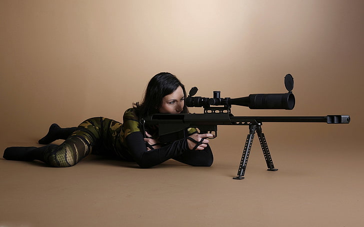rifle de caça preto, militar, atirador furtivo, HD papel de parede