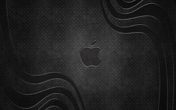 wave, metal, grey, background, Apple, logo, hem, HD wallpaper