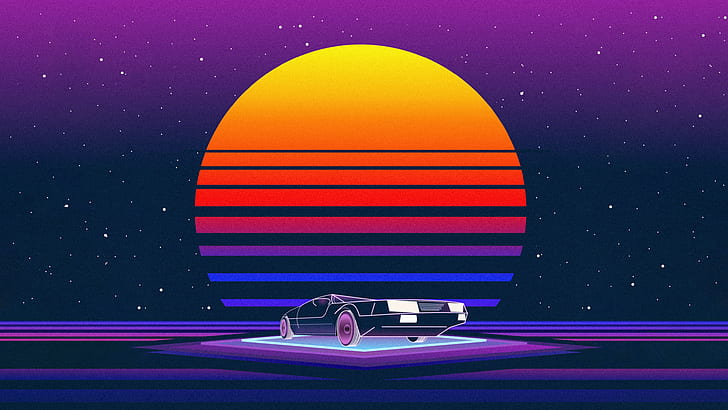 The sun, Music, Machine, Star, Style, Background, 80s, Neon, Illustration, 80's, Synth, Retrowave, Synthwave, New Retro Wave, Futuresynth, Sintav, Retrouve, Outrun, HD wallpaper