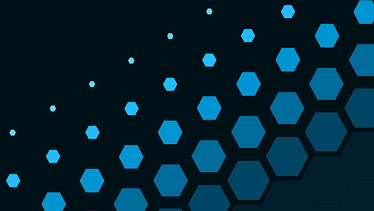 digitale Tapete der lila Hexagone, digitale Kunst, Minimalismus, CGI, einfacher Hintergrund, Geometrie, Hexagon, blau, HD-Hintergrundbild