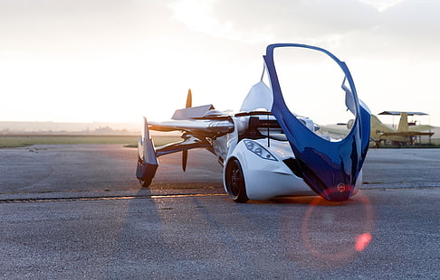 test drive, front, car, concept, AeroMobil 3.0, flying car, prototype, aircraft, runway, HD wallpaper HD wallpaper