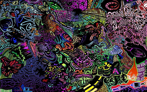 leuchtende Farben, Abstraktion, Grafik, Säure, LSD-Trip, HD-Hintergrundbild HD wallpaper
