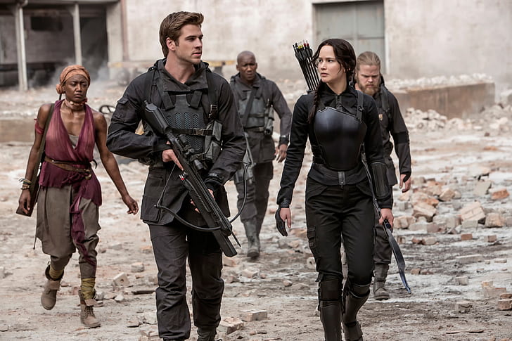 Jennifer Lawrence, Katniss, The Hunger Games:Mockingjay, Liam Hemsworth, Gale Hawthorne, HD wallpaper