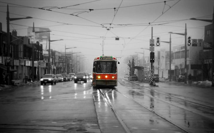 Toronto, Verkehr, selektiver Farbton, Straßenbahn, städtisch, Straße, HD-Hintergrundbild