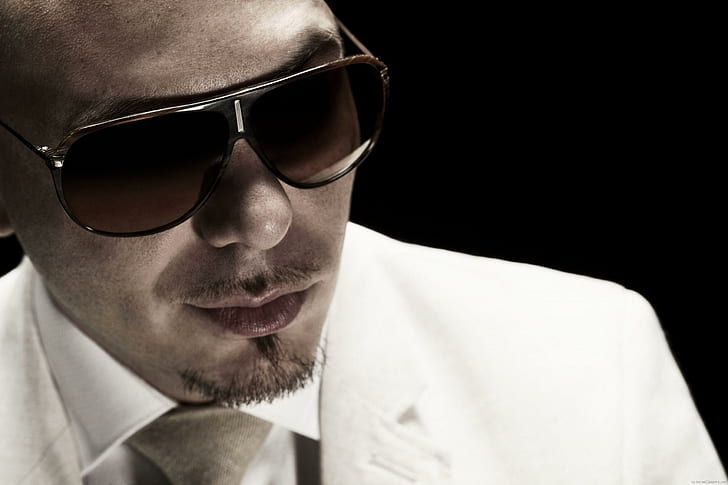 Pitbull, men's white formal suit jacket, singer, rap, music, pitbull, celebrity, HD wallpaper