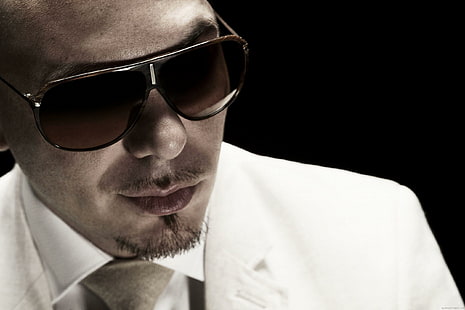 Pitbull, vit formell kostymjacka för män, sångare, rap, musik, pitbull, kändis, HD tapet HD wallpaper