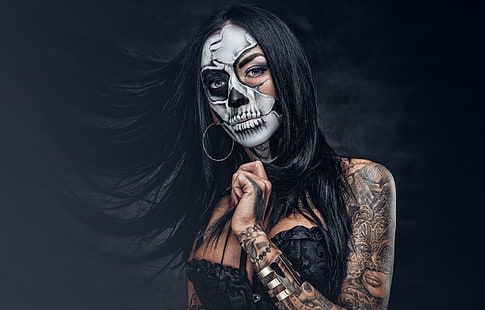 Dia de los Muertos, makijaż, kobiety, modelka, Tapety HD HD wallpaper