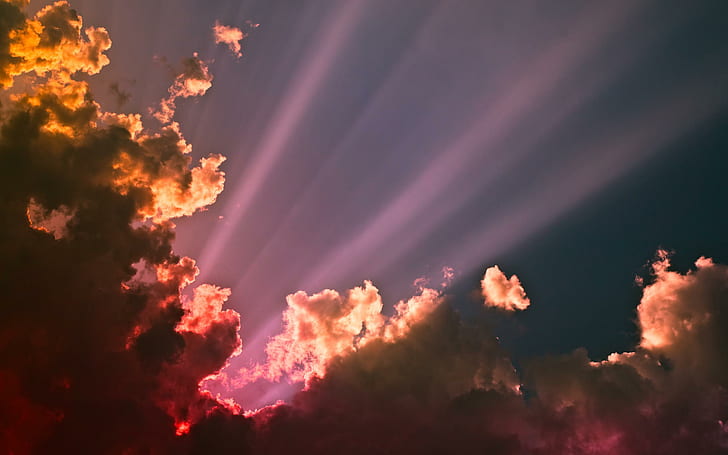 Rays Of Hope, cloud, rays, light, pink, 3d and abstract, HD wallpaper
