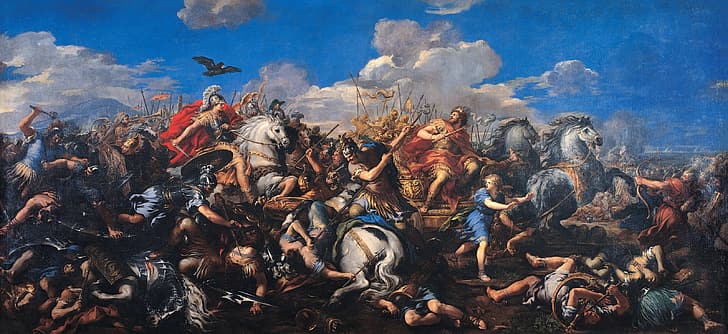 malarstwo, sztuka klasyczna, Aleksander Wielki, Aleksander, Pietro da Cortona, Bitwa Aleksandra kontra Dariusz, Tapety HD
