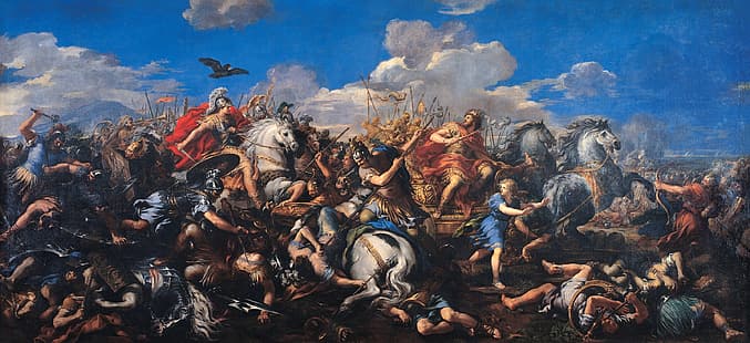 絵画、古典芸術、アレクサンダー大王、アレクサンダー、ピエトロダコルトーナ、アレクサンダー対ダリウスの戦い、 HDデスクトップの壁紙 HD wallpaper