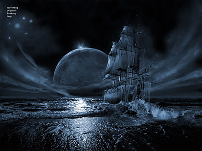 Wasser Ozean Seesterne Piratenschiff Mond Schiffe 1280x960 Natur Ozeane HD Art, Wasser, Ozean, HD-Hintergrundbild HD wallpaper