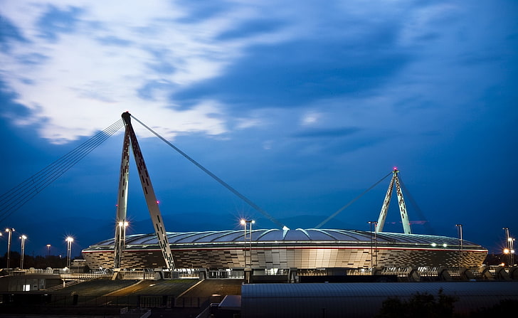 Juventus Arena, ilustrasi coliseum abu-abu, Olahraga, Sepak Bola, Senja, Stadion, juventus, arena, Wallpaper HD