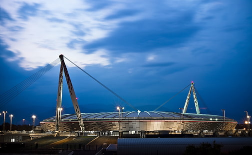 Juventus Arena, ilustração do coliseu cinza, Esportes, Futebol, Crepúsculo, Estádio, juventus, arena, HD papel de parede HD wallpaper
