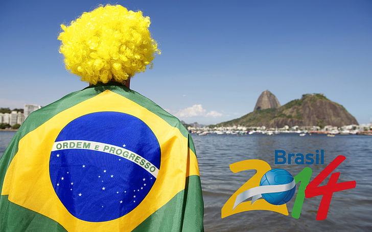 Drapeau brésilien, brasil, fifa, coupe du monde, 2014, Fond d'écran HD