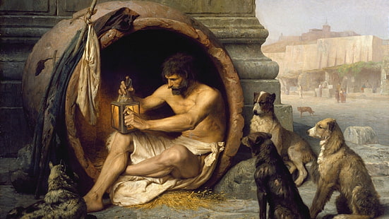 painting, philosophy, Jean-Léon Gérôme, artwork, dog, Diogenes, HD wallpaper HD wallpaper