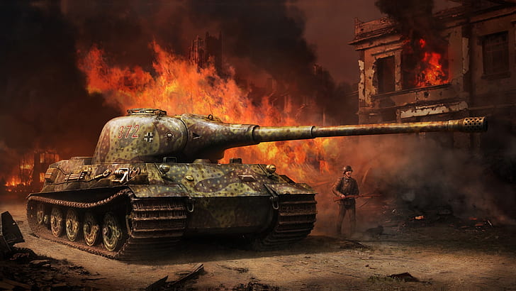 guerra, arte, carro armato, Tiger II, Vitalii Smyk, Panzerkampfwagen VI Ausf.B, King tiger II, Sfondo HD