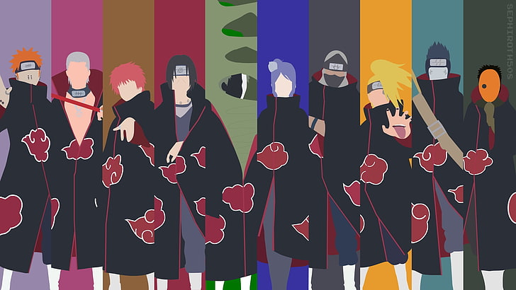 Naruto Akatsuke ekibi illüstrasyon, Anime, Naruto, Siyah Zetsu, Deidara (Naruto), Hidan (Naruto), Itachi Uchiha, Kakuzu (Naruto), Kisame Hoshigaki, Konan (Naruto), Obito Uchiha, Ağrı (Naruto), Beyaz Zetsu, Yahiko (Naruto), HD masaüstü duvar kağıdı