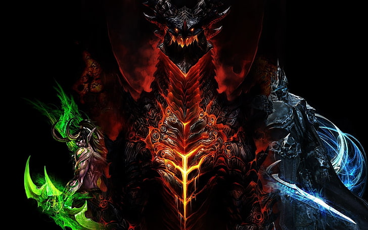 วอลล์เปเปอร์ดิจิตอล World of Warcraft, World of Warcraft, Illidan, Arthas, ว้าว, Deathwing, lich king, วายร้าย, The Illidan Stormrage, ผู้ทำลาย, คนทรยศ, The Lich King, Artel Menethil, วอลล์เปเปอร์ HD