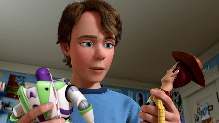 Toy Story, Andy (Toy Story), Buzz Astral, Woody (Toy Story), Tapety HD