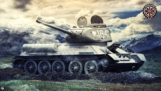 серый боевой танк обои, Игры, СССР, Игры, Арт, World of Tanks, Т-34-85, FuriousGFX, HD обои HD wallpaper