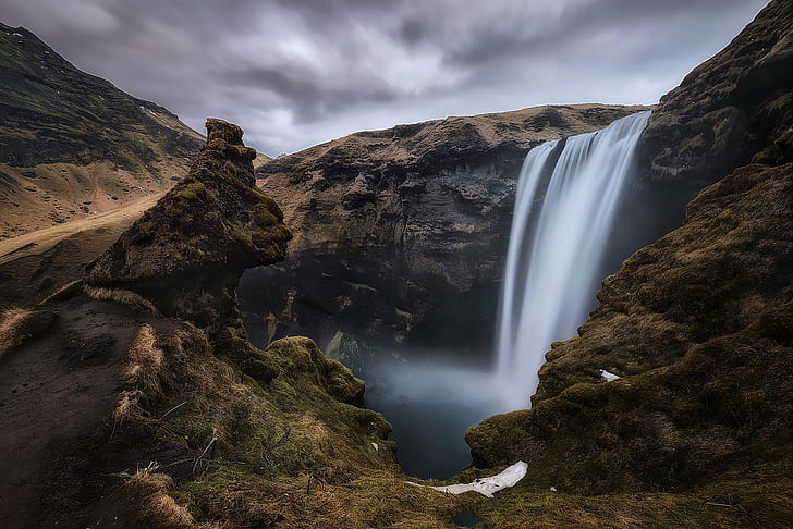 фотография на копринена вода на водопади, Skogafoss, водопад, коприна, вода, фотография, magnifique, изглед, fotos, красив, уау, невероятно, flickr, изгрев залез, Islandia, Исландия, облаци, пейзаж, природа, планина, живопис, река, на открито , красота В природата, HD тапет