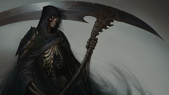 grim reaper, death, scythe, Grim Reaper, fantasy art, dark fantasy, HD wallpaper HD wallpaper