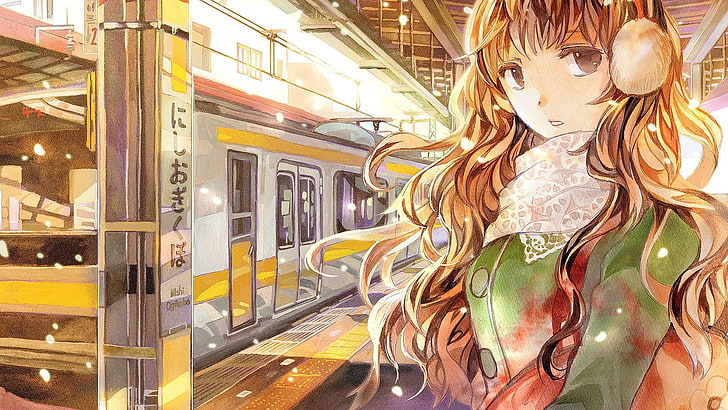 Anime, Anime Girls, langes Haar, offener Mund, Blick auf Betrachter, braune Augen, HD-Hintergrundbild