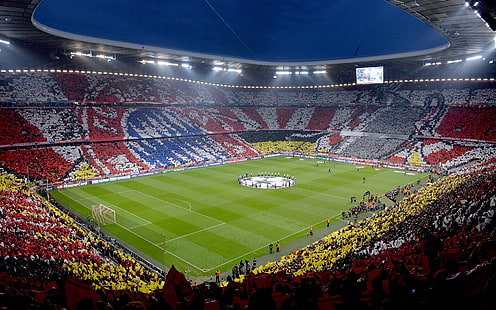 スポーツ、スタジアム、サッカー、FCバイエルンミュンヘン、アリアンツアリーナ、UEFAチャンピオンズリーグ、 HDデスクトップの壁紙 HD wallpaper