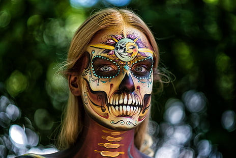 Dia de los Muertos, лицо, череп, женщины, HD обои HD wallpaper
