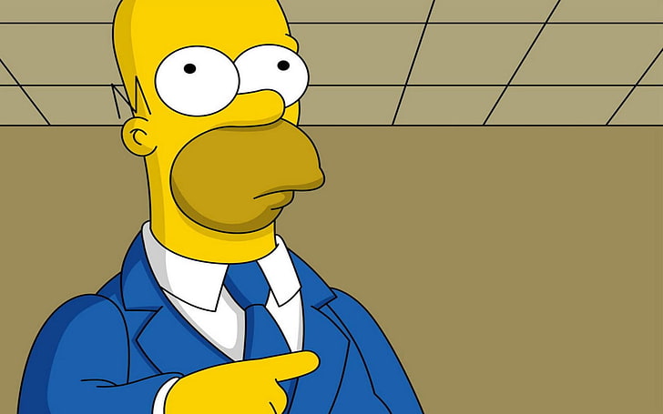 ilustrasi karakter kartun kuning dan biru, The Simpsons, Homer Simpson, kartun, Wallpaper HD