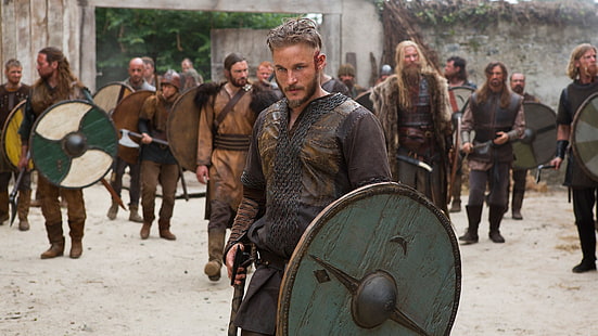 herrbrunt läderrock, vikingar (TV-serier), Ragnar Lodbrok, tv-serier, krigare, filmscener, HD tapet HD wallpaper