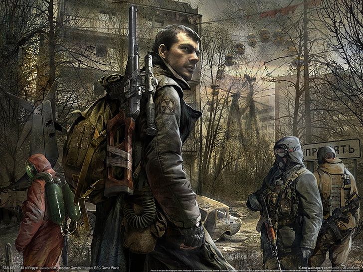 man in black rifle, S.T.A.L.K.E.R., jeux vidéo, artwork, S.T.A.L.K.E.R .: Call of Pripyat, radioactive, Major Alexander Degtyarev, Fond d'écran HD