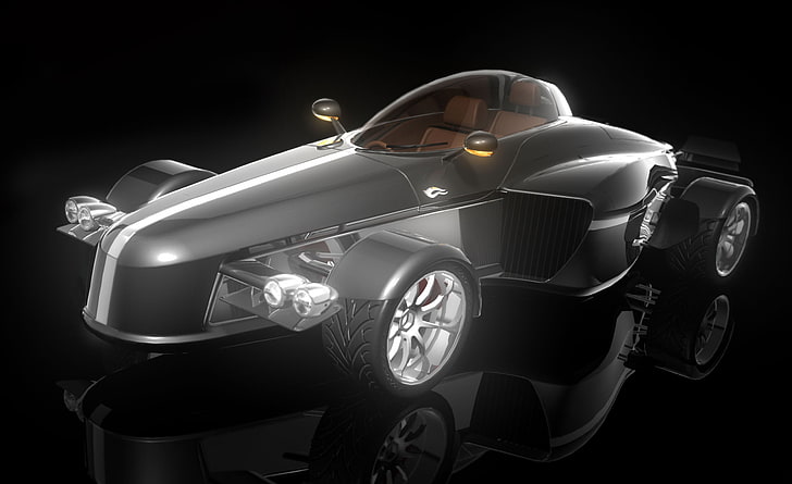 серый концепт-купе, реклама, tramontana, черный, отражение, автомобиль, HD обои