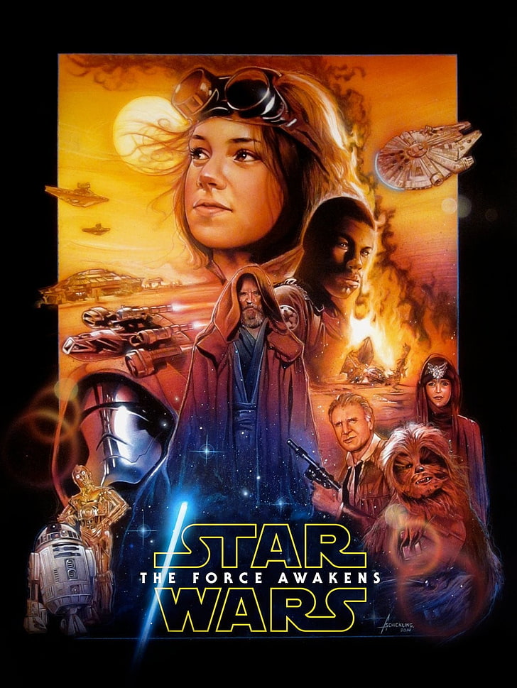 Star Wars The Force Membangkitkan poster, seni penggemar, karya seni, film, Star Wars, Wallpaper HD, wallpaper seluler