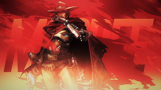 Mccree Overwatch PC игровой компьютер Blizzard Развлечения Overwatch темно-красная шляпа ковбойские шляпы ковбойские сапоги пистолет плащ, HD обои HD wallpaper