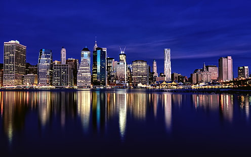 Widok z boku rzeki Nowego Jorku, jezioro, rzeka, krajobraz Nowego Jorku, tło Nowego Jorku, fotki z Nowego Jorku, Tapety HD HD wallpaper