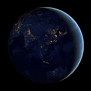 توضيح الأرض ، الأرض ، الفضاء ، الليل، خلفية HD HD wallpaper
