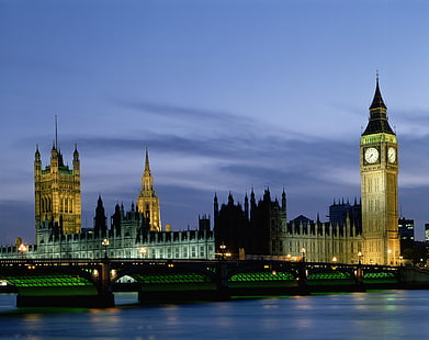 웨스트 민스터의 궁전 및 빅 벤, 런던, 다리, 영국, 런던, 의회, 빅 벤, HD 배경 화면 HD wallpaper