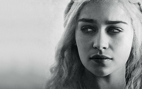 Game of Thrones, ขาวดำ, Daenerys Targaryen, Emilia Clarke, วอลล์เปเปอร์ HD HD wallpaper