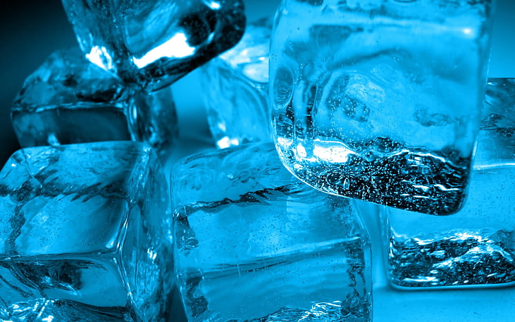 several ice cubes, ice, cube, water, cold, HD wallpaper